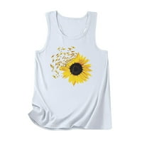Borniu tenkovi za žene Sunflower okrugli dekolte majica Casual tenk Tunic Tops bluza