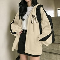 Ženski zip up hoodie modne prevelike dukseve u duksevima Comfy plus veličina Slatke jakne za teen ženske