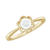 Dijamantni čudo ploče cvjetni prsten u zlatu, 14k žuto zlato, SAD 12,00