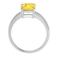 2.0ct Asscher Cut žut prirodni citrinski 14k bijeli zlatni angažman za angažman prsten veličine 10