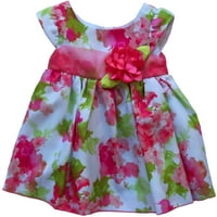 Younghland Baby Girls 'ružičasta i koralna višebojna cvjetna haljina s visokim strukom