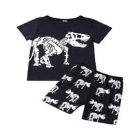 Outfit Mall Boy set kratkih rukava Dinosaur tiskani gornji kratkiši