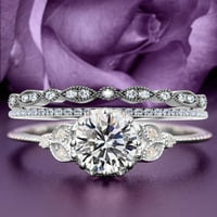 Prekrasno 2. Carat Round Cut Diamond Moissite cvjetni zaručnički prsten, antikni vjenčani prsten, dva