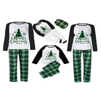 Wybzd Porodica koja odgovara Božićne pidžame Set Xmas Tree Tops Plaid Hlače Noćna odjeća za spavanje