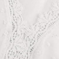 Fnochy Wemens Tops Clearence Plus Veličina Ljetna bluza Bijela moda V-izrez čipkasti patchwork kratkih