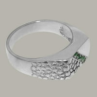Britanci napravio je 10k bijelo zlato prirodni smaragdni prsten od muške opseg - Veličine opcije - veličina