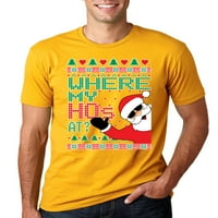Djed Mraz gdje sam moj hos? Ružni božićni džemper Muška grafička majica, zlato, veliko