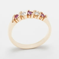 Britanci napravio 9k ružičasti zlato prirodno rubin i kubični cirkonijski ženski vječni prsten - veličine
