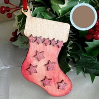 Drvena čarapa Viseća znakova Božićno drvce Drveni ukrasi DIY CRAFT Viseće uljepšavanje drveta za sretnu