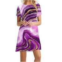 Ljetne haljine za prodaju za žene plus veličine kratkih rukava ispis blede boja haljina okrugla izrez