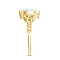 Ovalni oblikovani pasijans Moissite Celtic Crnot zaručni prsten, 14k žuto zlato, SAD 8.50