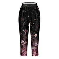 Zkozptok ženske joge hlače elastične struice obrezane hlače cvjetne tiskane gamaše casual pantalone,