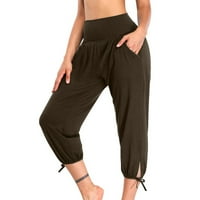 Fartey Yoga Capri pantalone za žene Čvrsta boja elastična visoka struka Labavi fit pantalona sa dnevnim boravke trče čin donji duks