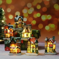 Božićno stablo ukrase smola mala seoska kuća Xmas Glow Decor Božićna LED svjetla