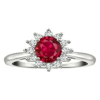 Star K Classic Ovalna Lady Diana Halo stvorila je rubin prsten u KT Rose Gold Veličina Ženska odrasla osoba