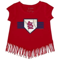 Djevojke Toddler Tiny TurnIp Crvena St. Louis Cardinals Base Stripe Fringe Majica