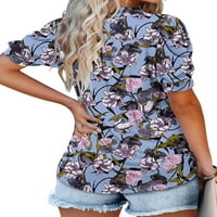 Avamo Žene Ljeto Loose Cvjetni ispis Tunički bluza V izrez Casual majica Provjerite Dailywary Majica