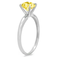 0. CT sjajan okrugli rez simulirani žuti dijamant 14k bijeli zlatni pasijans prsten sz 7.25