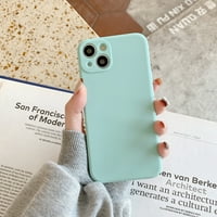 Toyella Jednostavna čvrsta boja ravno ivica Tečni sililikonski telefon Svjetlo Cyan iPhone11Pro