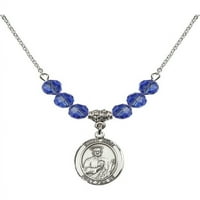Ogrlica s rodom s plavom rujanskom rodnom mjesecu kamene perle i sveti Jude Thaddeus Charm