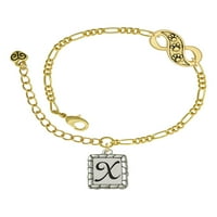 Delight nakit silvertni šljunčani granični inicijal - u zlatno-tone Paw Infinity lančana narukvica,
