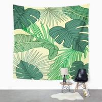 Zeleni tropski tropski list Palman banana Outline crtanje linija Zidna umjetnost Viseća tapiserija Kućni