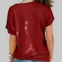 Žene dame casual povremena ramena nepravilna majica kratkih rukava bluza pamučni savjeti za žene vješanje