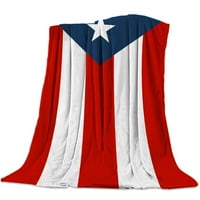 Puerto Rico Flag Flannel pokrivač za kauč na kauč Prijenosni runo, baba za meke runo Smiješne plišane