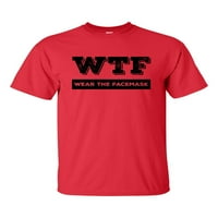 Smiješan WTF nosi licemu za majicu u unise odraslih kratkih rukava-crveni-xl