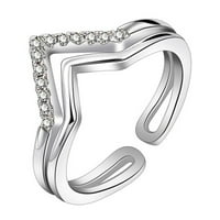 Heiheiup Jednostavna geometrijska ličnost Dvostruki sloj ženski otvoreni prsten nakit rođendanski poklon