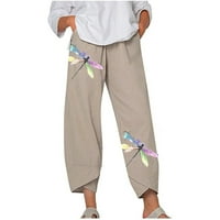 Farstey Lightning ponude za danas ženske posteljine hlače casual elastične hlače s elastičnom strukom s džepovima Tulip Hem Loosed trčanja joga pantalone