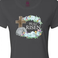 Inktastični Uskrs je porastao sa križom i cvijećem ženske majice