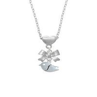 Delight nakit silvertni mali ptičji inicijal - F - Srebrni ton luk ogrlica za srce