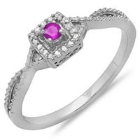 DazzlingRock kolekcija 10k bijeli dijamant i ružičasti Sapphire Crossover Split Angagement Bridal Obećaj