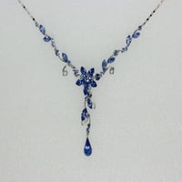 FASHIP Prekrasne plave kristalne naušnice Cvjetne ogrlice od ogrlice