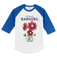 Toddler Tiny Turpap White Royal Texas Rangers cvjetaju bejzbol 3 4-rukava Raglan majica