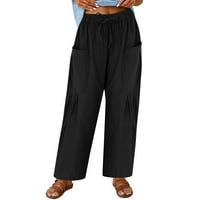 Hlače za žene Ležerne prilike učvršćeni u boji, labave pantalone s džepovima