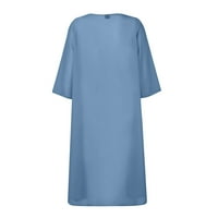 Ženske haljine scoop vrat cvjetni a-line dužine gležnja, ljetna haljina na rukavu Blue XL